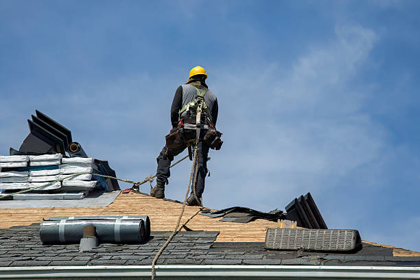 Professional Roof Replacement technician working in East Calais, VT